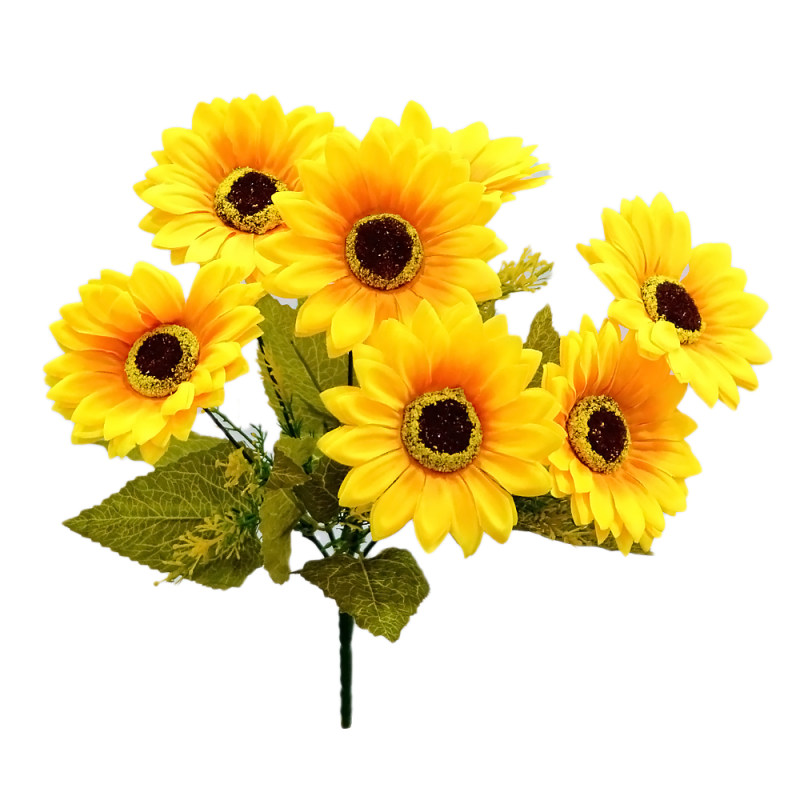 گل مصنوعی مدل بوته آفتابگردان 7 گل