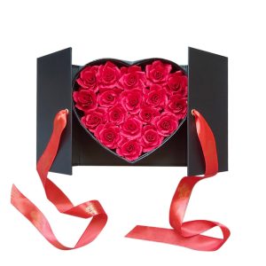باکس گل مصنوعی مدل گل رز قلبی